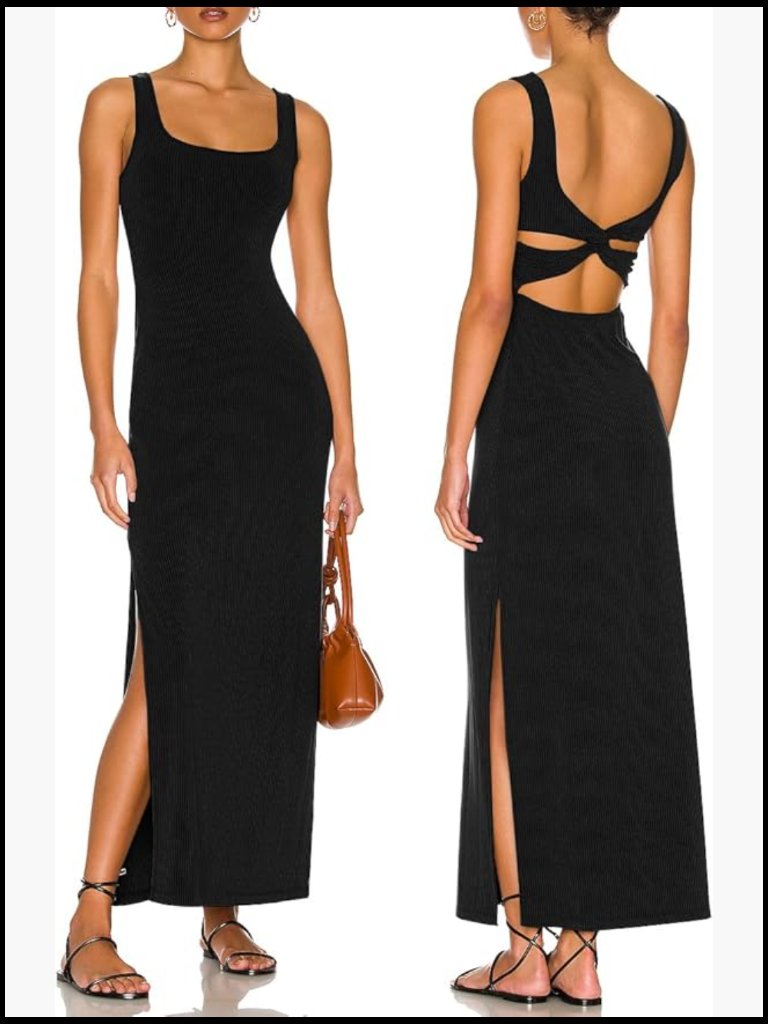 Backless Maxi Dress With High Sides Slit And Twist Back